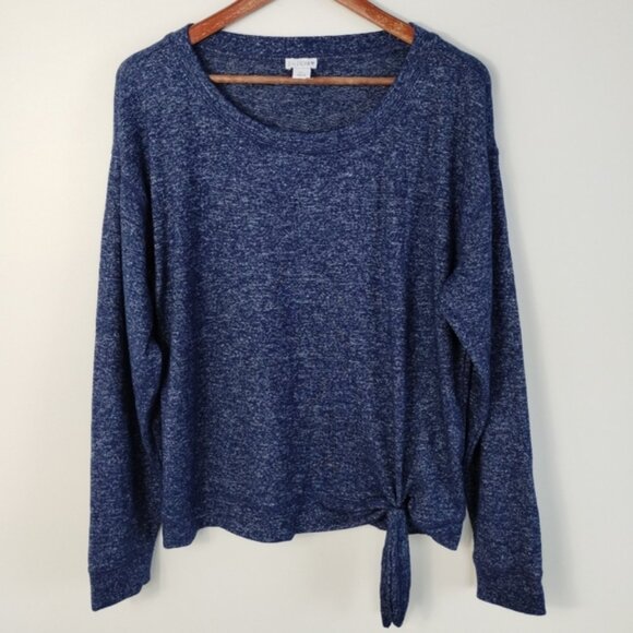 J by J. Crew Supersoft Side Tie Crewneck Sweatshirt Size XL Blue Relaxed - Picture 1 of 9